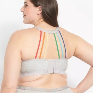 Cacique Cotton Unlined No-Wire Full Coverage Bra With colorful Strappy Back